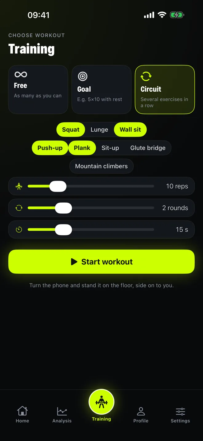 The workout builder where you pick exercises, rounds and rest